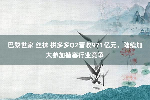 巴黎世家 丝袜 拼多多Q2营收971亿元，陆续加大参加搪塞行业竞争