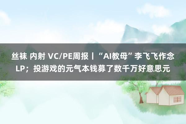 丝袜 内射 VC/PE周报丨“AI教母”李飞飞作念LP；投游戏的元气本钱募了数千万好意思元