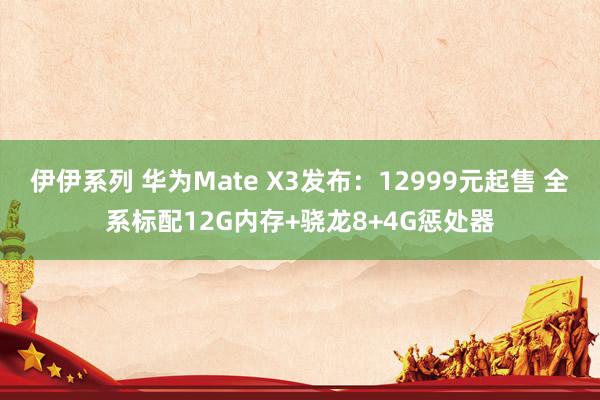 伊伊系列 华为Mate X3发布：12999元起售 全系标配12G内存+骁龙8+4G惩处器